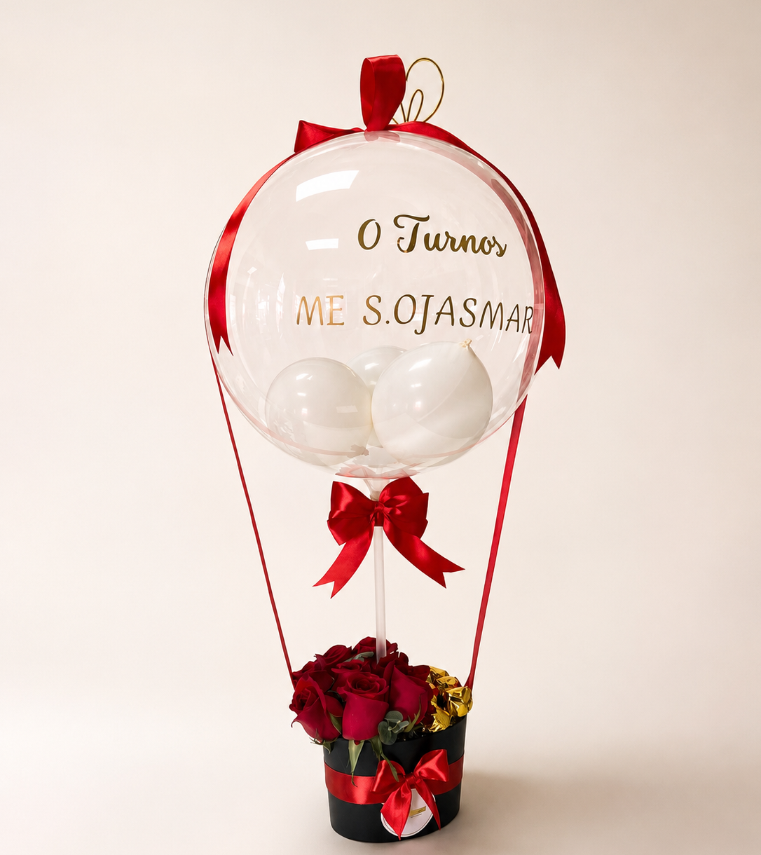 Globo, rosas, chocolates